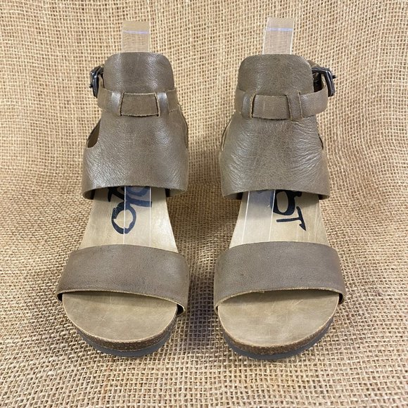 OTBT sandals sling back ankle strap open toe block high heels leather sz 8 M - Picture 8 of 10
